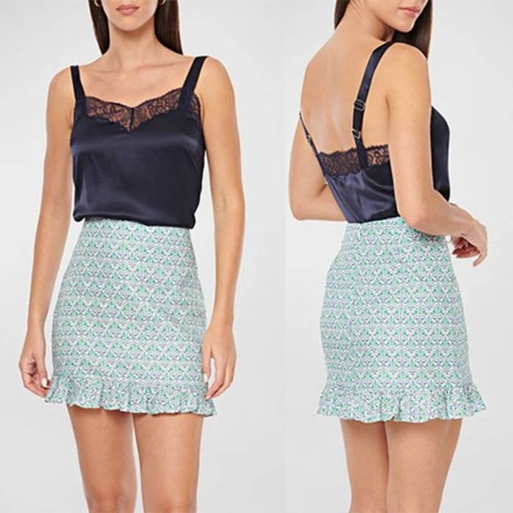 Cami NYC Dresses & Skirts - Cami NYC Bia Floral Mini Skirt Women's Turquoise Wallpaper Size: 6 NWT